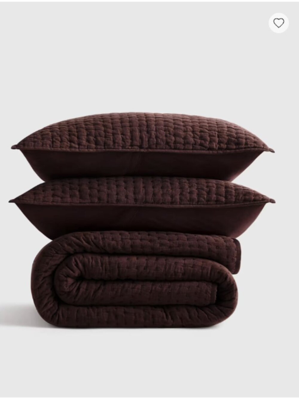 European Linen Cotton Stitch Quilted SHAMS (no quilt) - Espresso - King